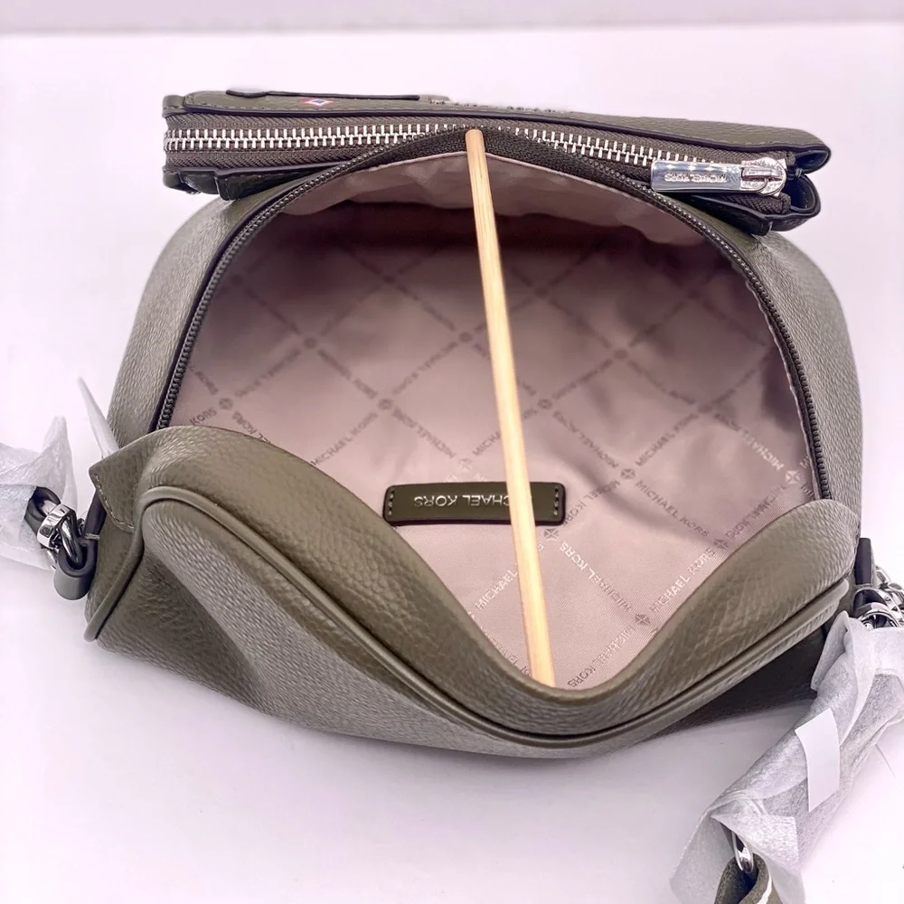 Michael Kors Olive Green Funny Pack Belt Crossbody Bag with Fun Patches